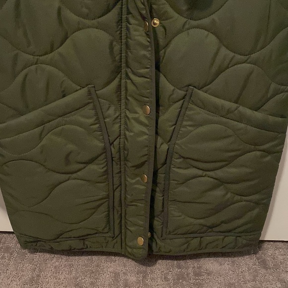 New J.Crew Quilted Signature Puffer Cocoon Green Coat XXSP petite XXS 00p - Picture 3 of 7